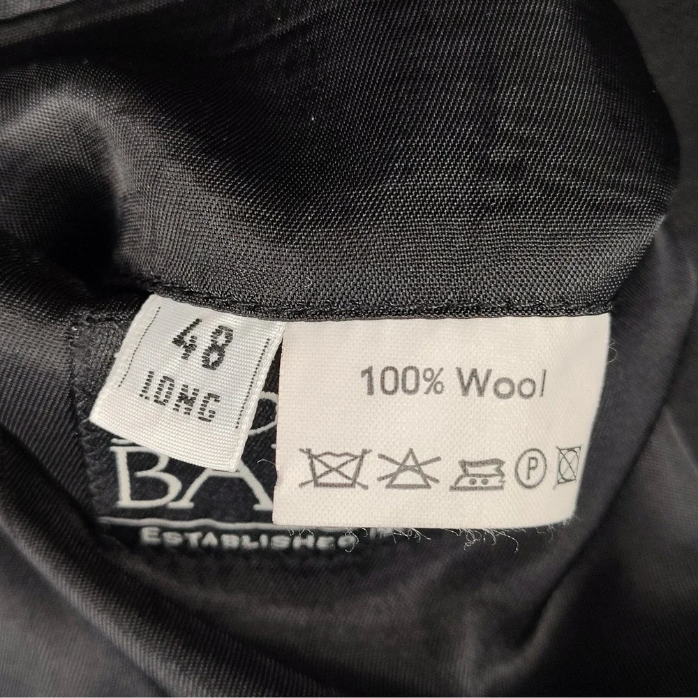 Jos A Bank Men's 48L 44x32 Charcoal 100% Wool 2 Piece Suit Pants Pleated Cuffed
